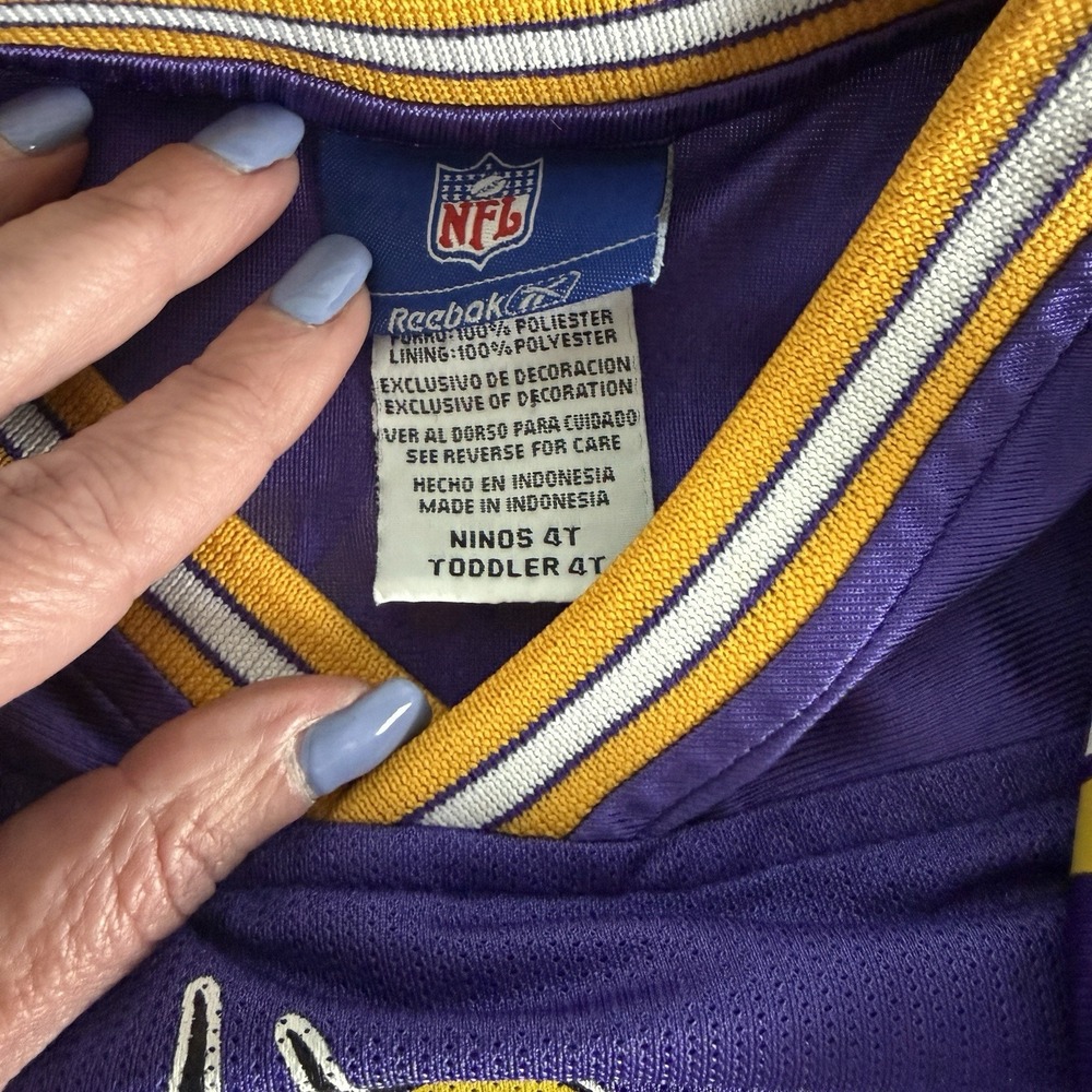 Y2K Minnesota Vikings Reebok 4T Toddler Kids Jersey Purple Pride Helmet Logo - Picture 3 of 6